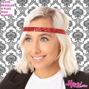Hipsy Red Adjustable & No Slip Skinny Bling Glitter Hair Headband